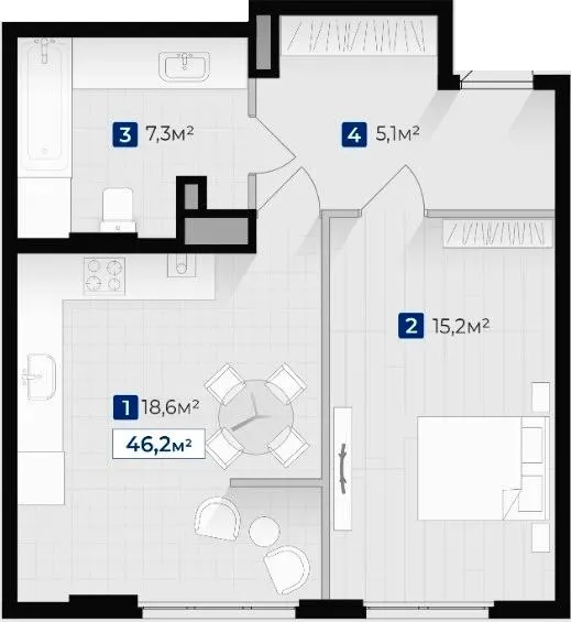 ЖК Козацький — 46.2 м²