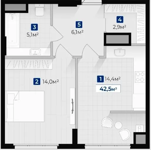 ЖК Козацький — 42.5 м²