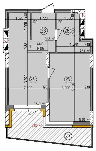 ЖК Etalon Gold — 44.6 м²