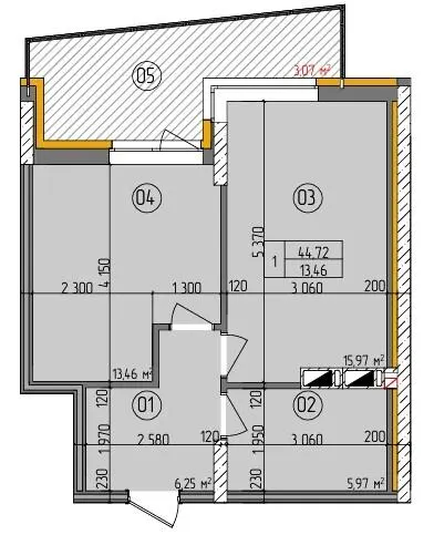 ЖК Etalon Gold — 44.7 м²