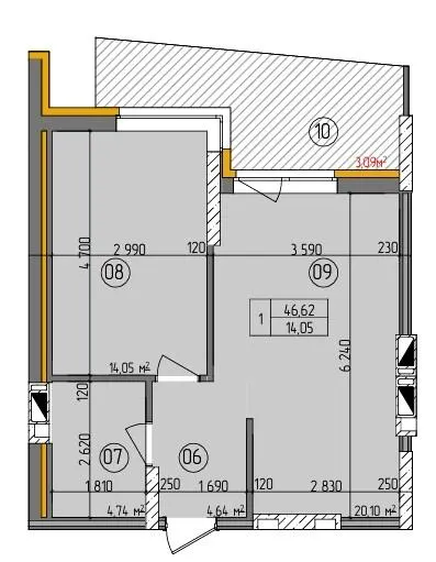 ЖК Etalon Gold — 46.6 м²