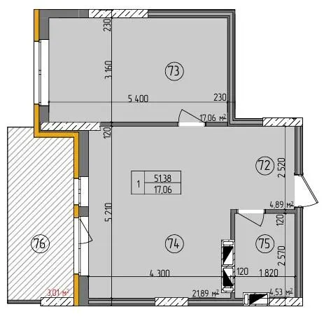 ЖК Etalon Gold — 51.4 м²
