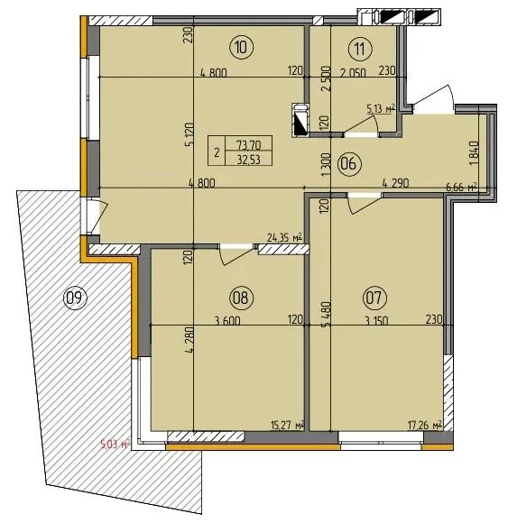 ЖК Etalon Gold — 73.7 м²