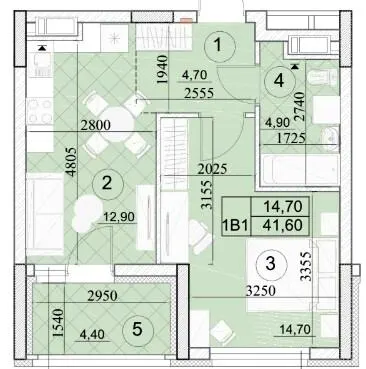 ЖК Kaskad Residence — 41.6 м²