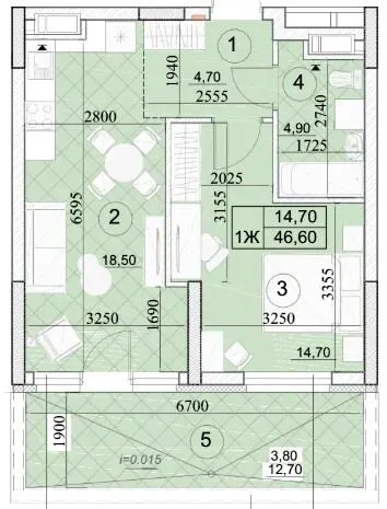 ЖК Kaskad Residence — 46.6 м²