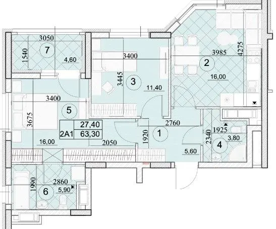 ЖК Kaskad Residence — 63.3 м²
