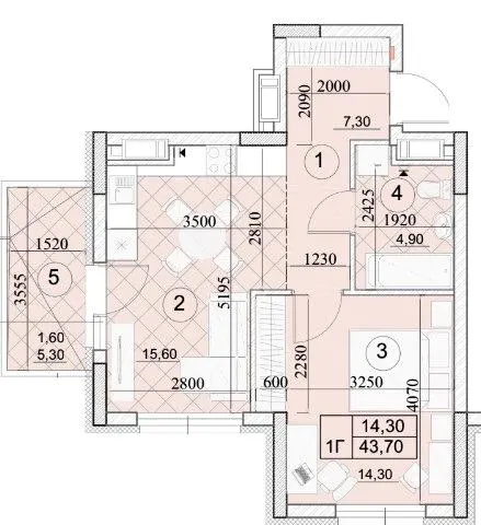 ЖК Kaskad Residence — 43.7 м²