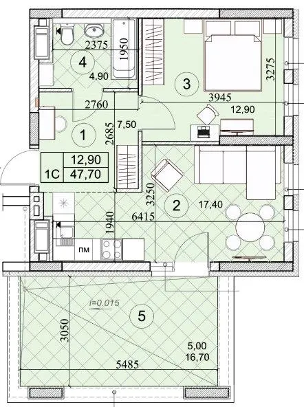 ЖК Kaskad Residence — 47.7 м²