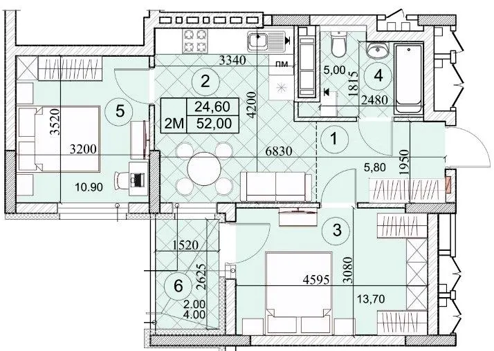 ЖК Kaskad Residence — 52 м²
