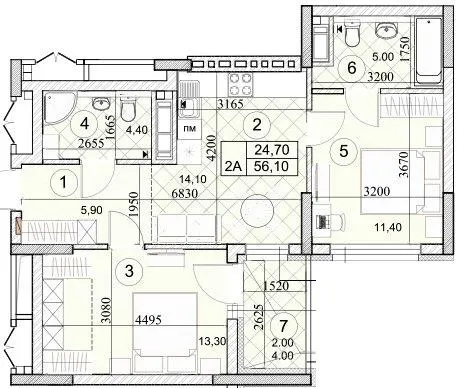 ЖК Kaskad Residence — 56.1 м²