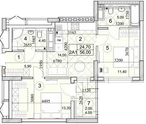 ЖК Kaskad Residence — 56 м²