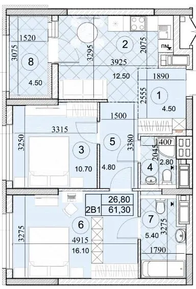 ЖК Kaskad Residence — 61.3 м²