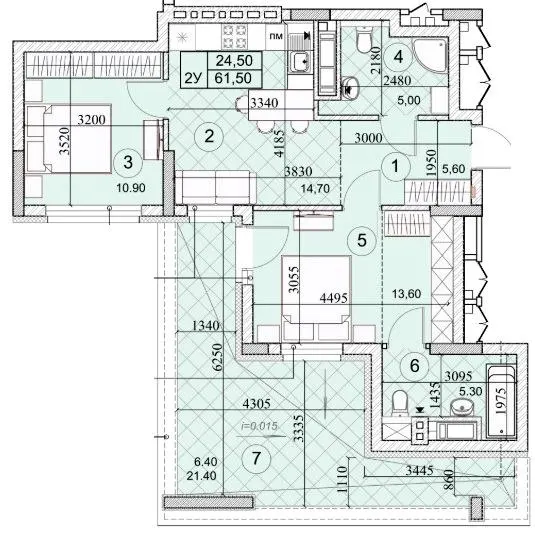 ЖК Kaskad Residence — 61.5 м²