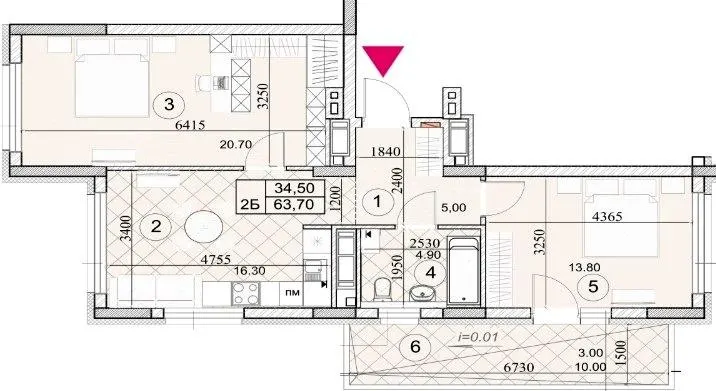 ЖК Kaskad Residence — 63.7 м²