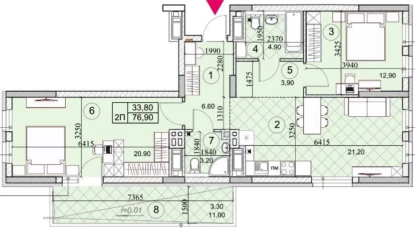 ЖК Kaskad Residence — 76.9 м²
