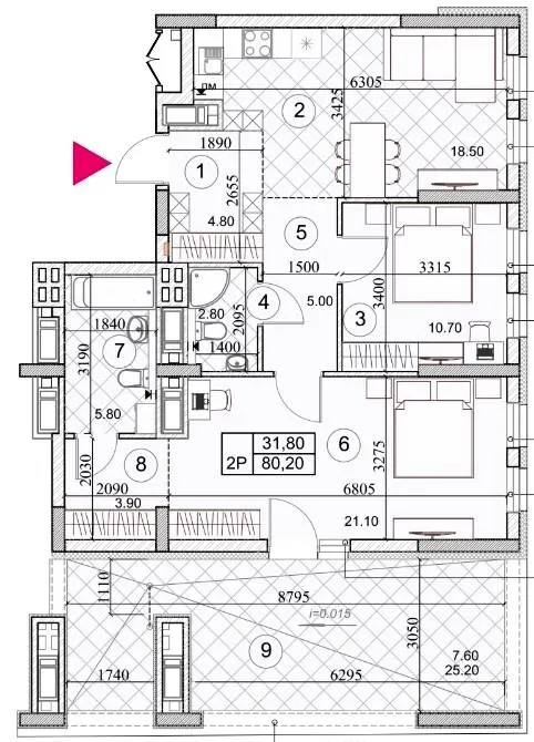 ЖК Kaskad Residence — 80.2 м²