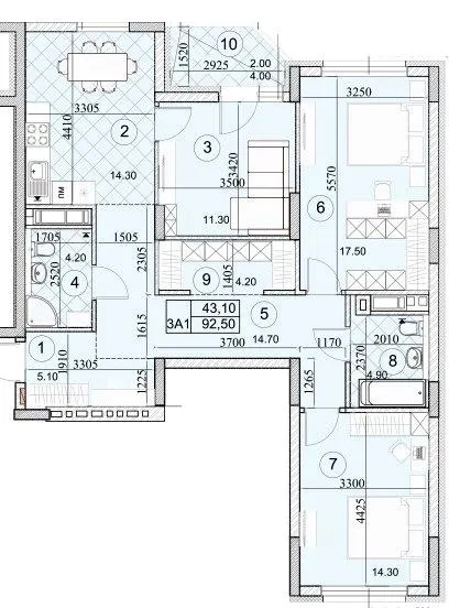 ЖК Kaskad Residence — 92.5 м²