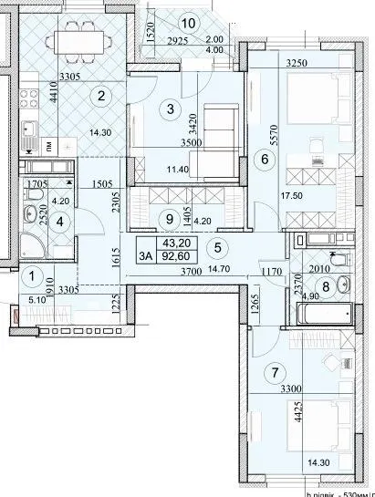 ЖК Kaskad Residence — 92.6 м²