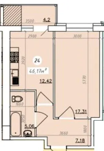 вул. Садова, 120 — 46.2 м²
