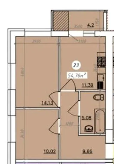 2-кімнатна квартира, 55 м², вул. Садова, 120, Кропивницький
