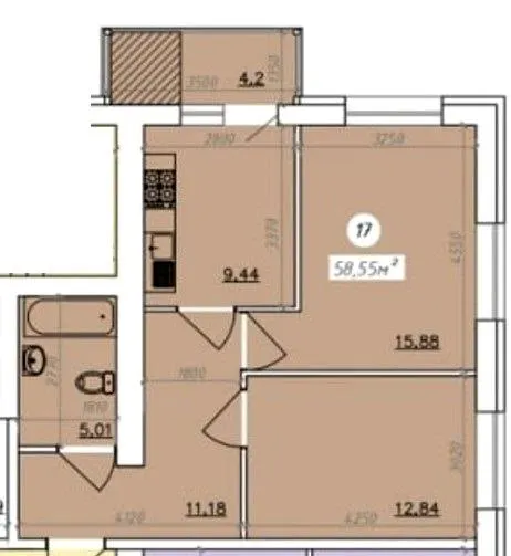 вул. Садова, 120 — 58.6 м²