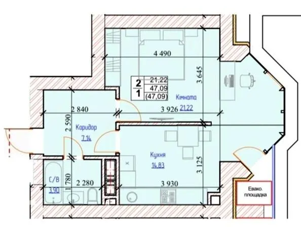 ЖК Обухів Сіті — 47 м²