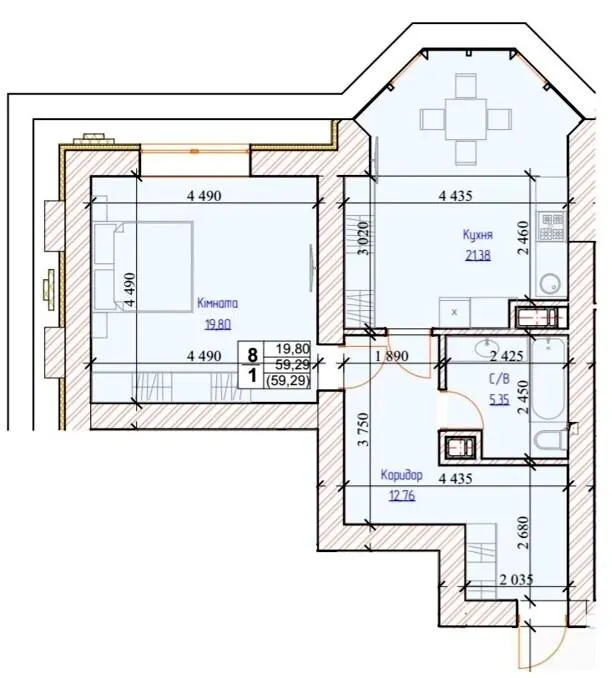 ЖК Обухів Сіті — 59.3 м²