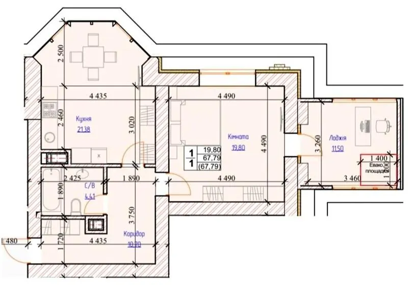 ЖК Обухів Сіті — 67.8 м²