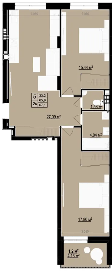 ЖК Щасливий Club — 67.1 м²