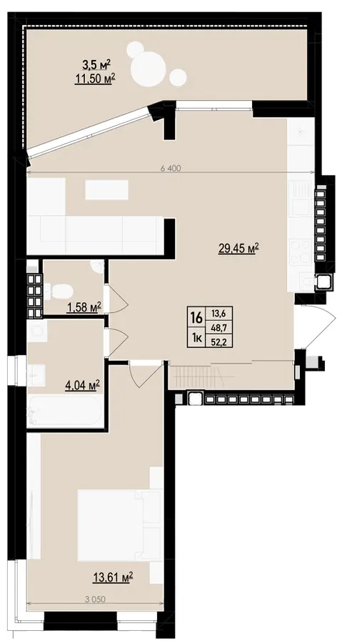 ЖК Щасливий Club — 52.2 м²
