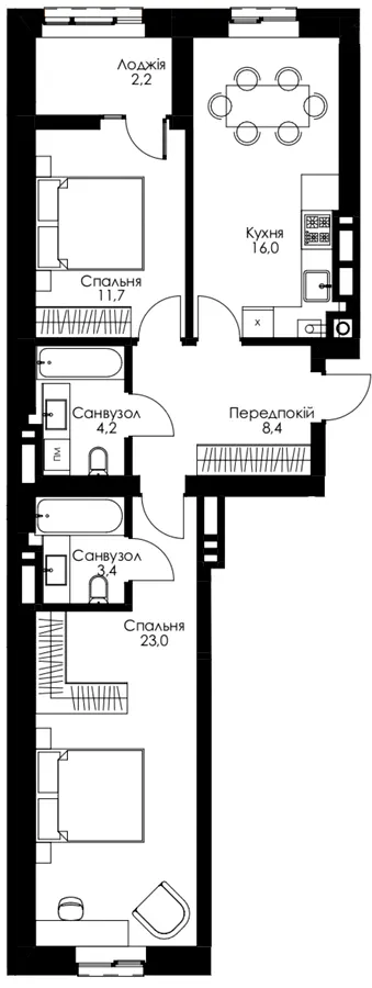 ЖК Атлант — 68.8 м²