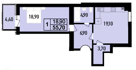 ЖК DREAM HILLS — 55.7 м²