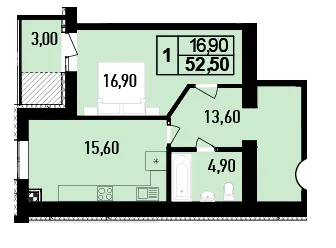 ЖК DREAM HILLS — 52.5 м²