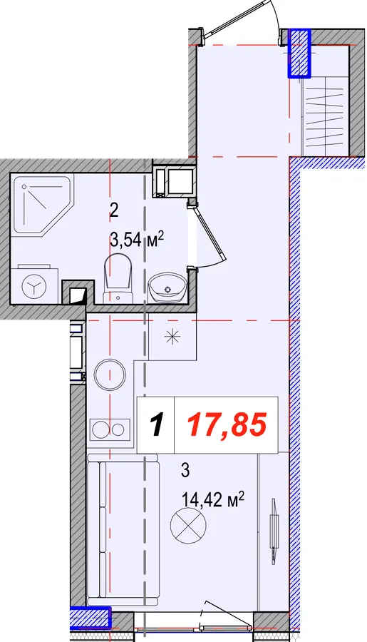 ЖК Левадний — 17.9 м²