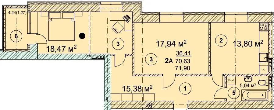 ЖК Вишгород Сіті Парк — 71.9 м²