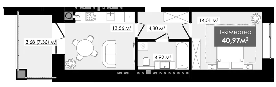 ЖК Millennium River Club — 41 м²