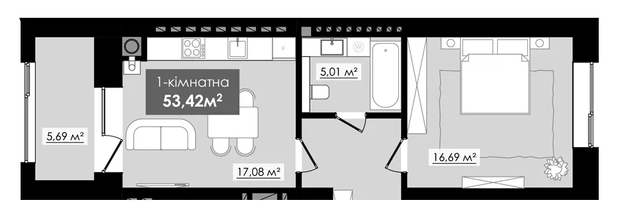 ЖК Millennium River Club — 53.4 м²