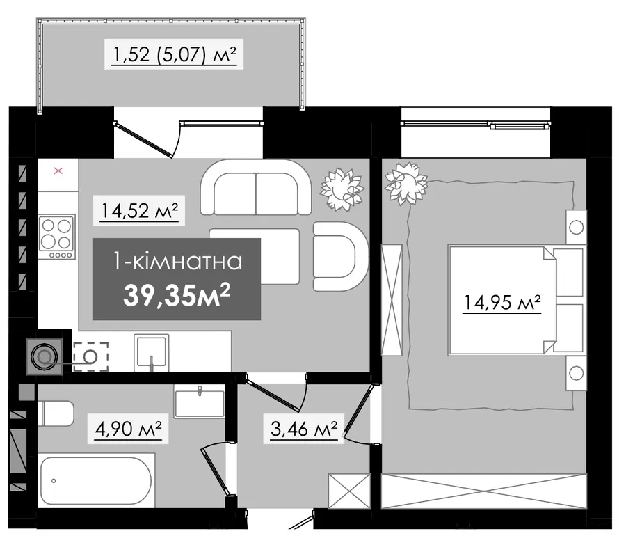 ЖК Millennium River Club — 39.4 м²