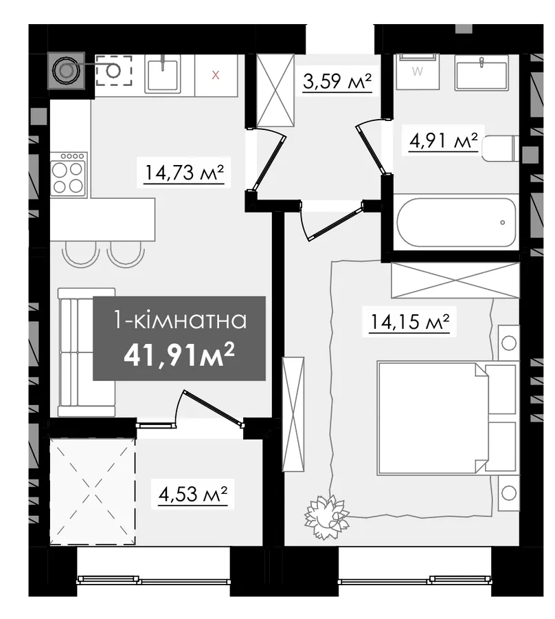ЖК Millennium River Club — 41.9 м²