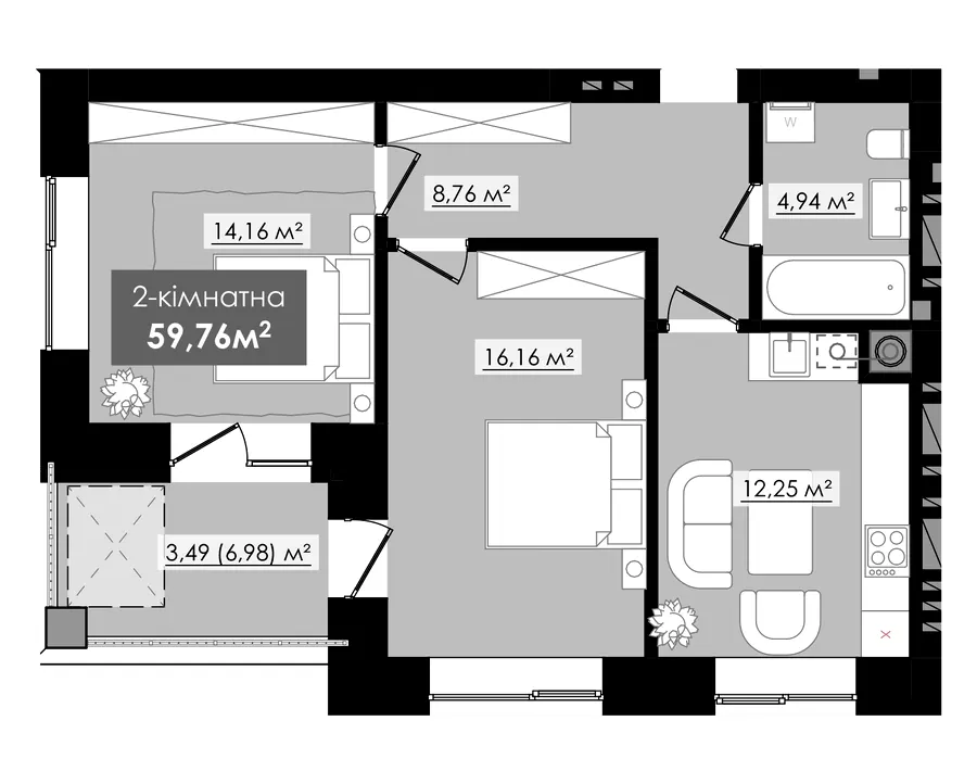 ЖК Millennium River Club — 59.8 м²