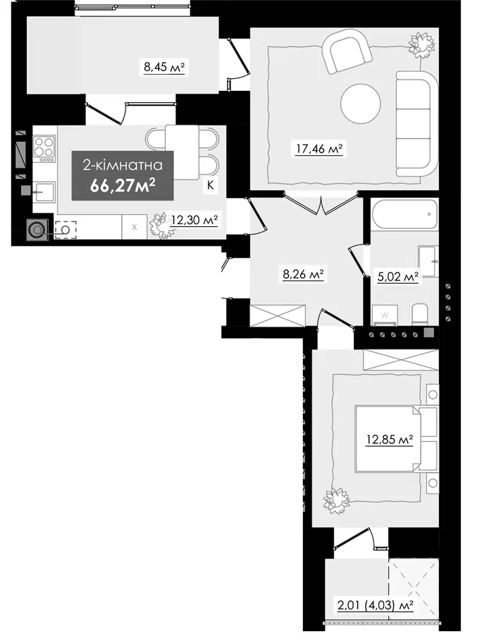 ЖК Millennium River Club — 66.3 м²