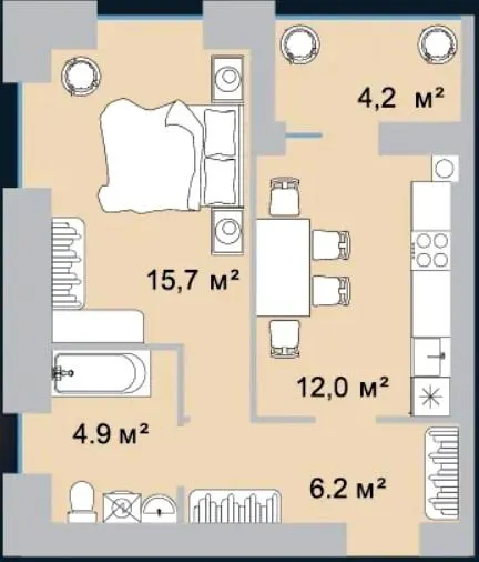 ЖК Okrug Residence — 43 м²