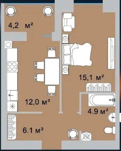 ЖК Okrug Residence — 42.3 м²