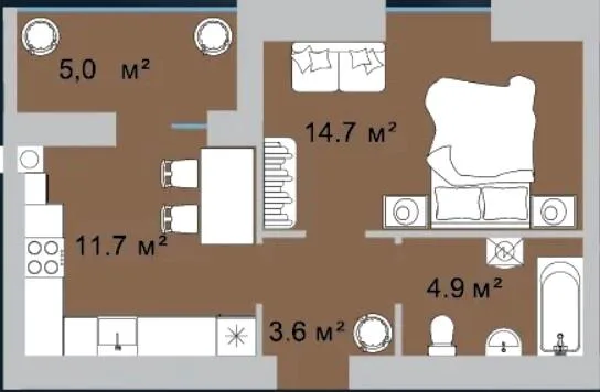 1-кімнатна квартира, 40 м², вул. Окружна, 42, Луцьк — фото 1