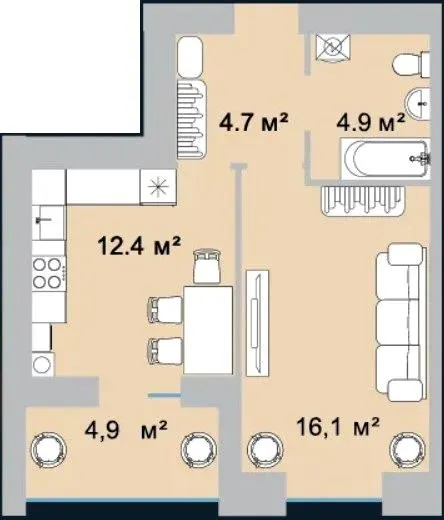 ЖК Okrug Residence — 43 м²