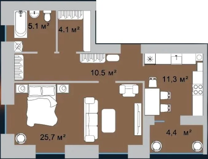 2-кімнатна квартира, 61 м², вул. Окружна, 42, Луцьк — фото 1