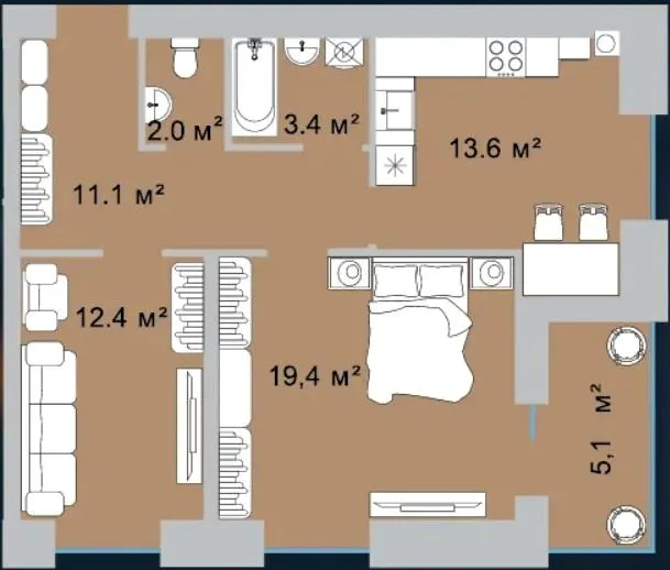 ЖК Okrug Residence — 67 м²