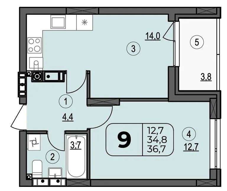 ЖК Центральний Spectrum — 36.7 м²