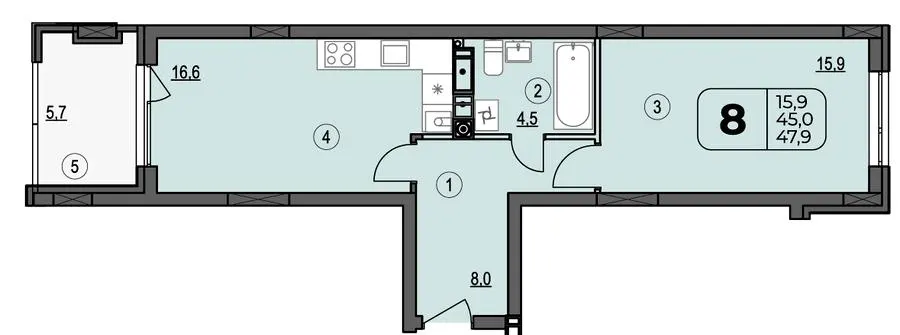 ЖК Центральний Spectrum — 47.9 м²