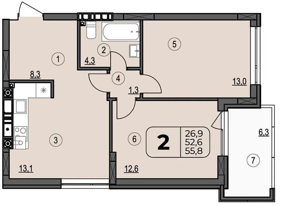 ЖК Центральний Spectrum — 55.8 м²